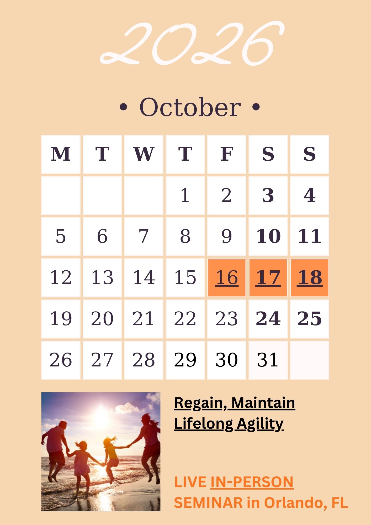 Regain, Maintain Lifelong Agility - CEs Seminar Live In-Person